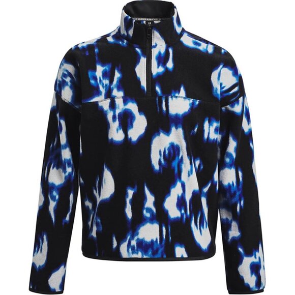 Under Armour Turbo Microfleece Quarter Zip Black and Blue Pattern Pullover - Picture 1 of 13